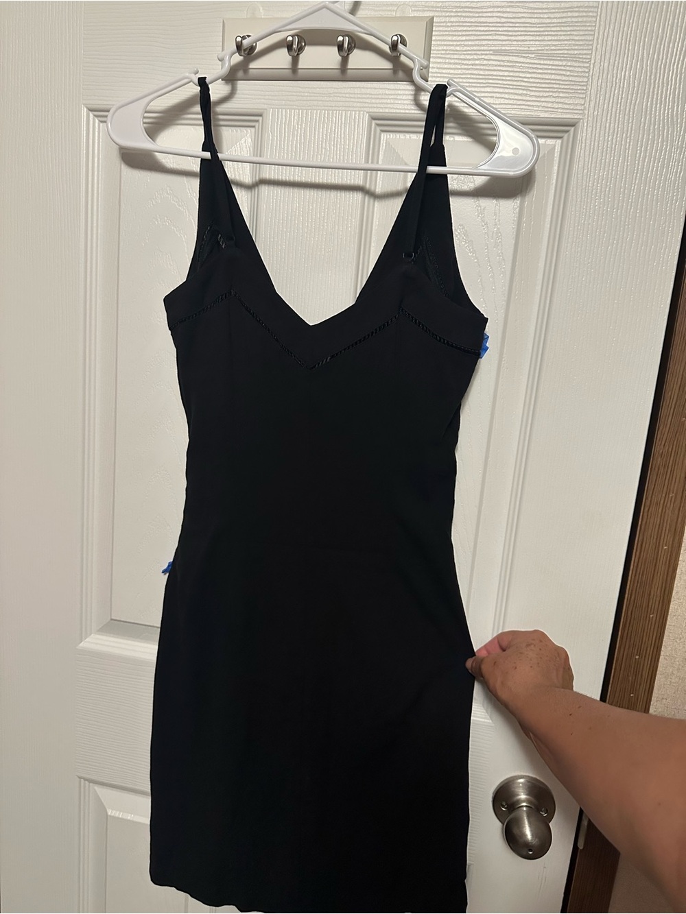 Free People Black Wrap-Front Spaghetti Strap Mini Dress - Picture 6 of 7